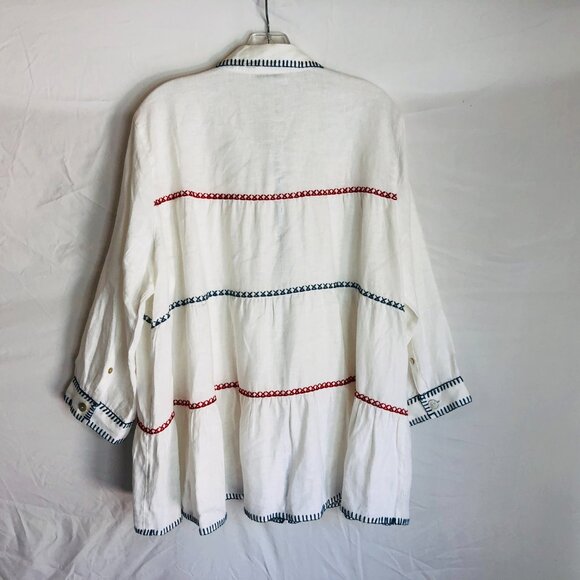John Mark Women's Size XL White 100% Linen Button Up Top Tunic - Picture 4 of 5